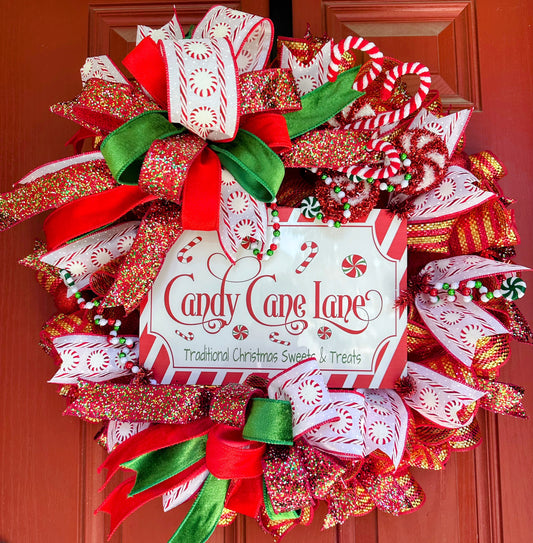 🎄 Candy Cane Lane Christmas Wreath