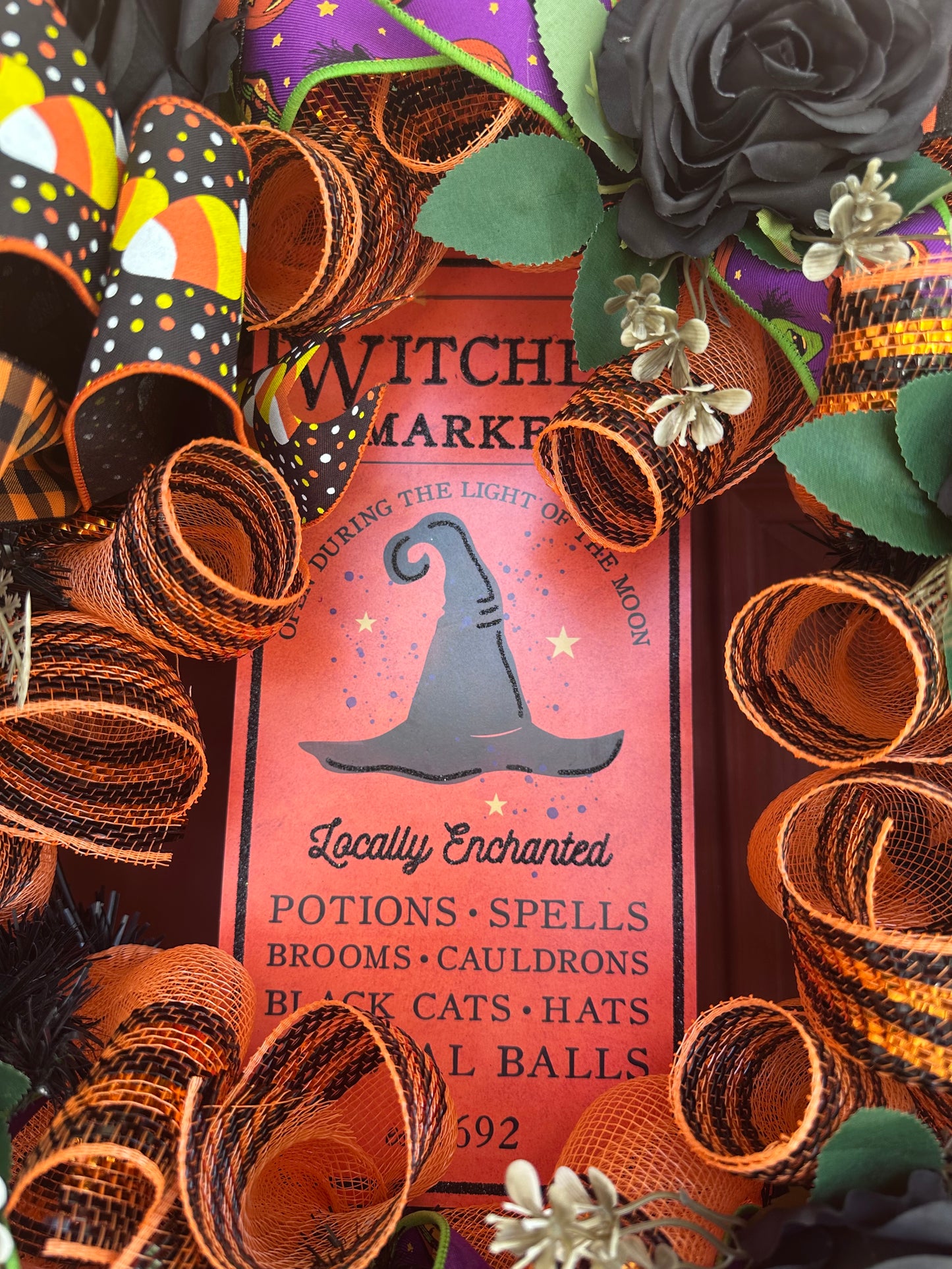 Halloween Witch hat sign wreath