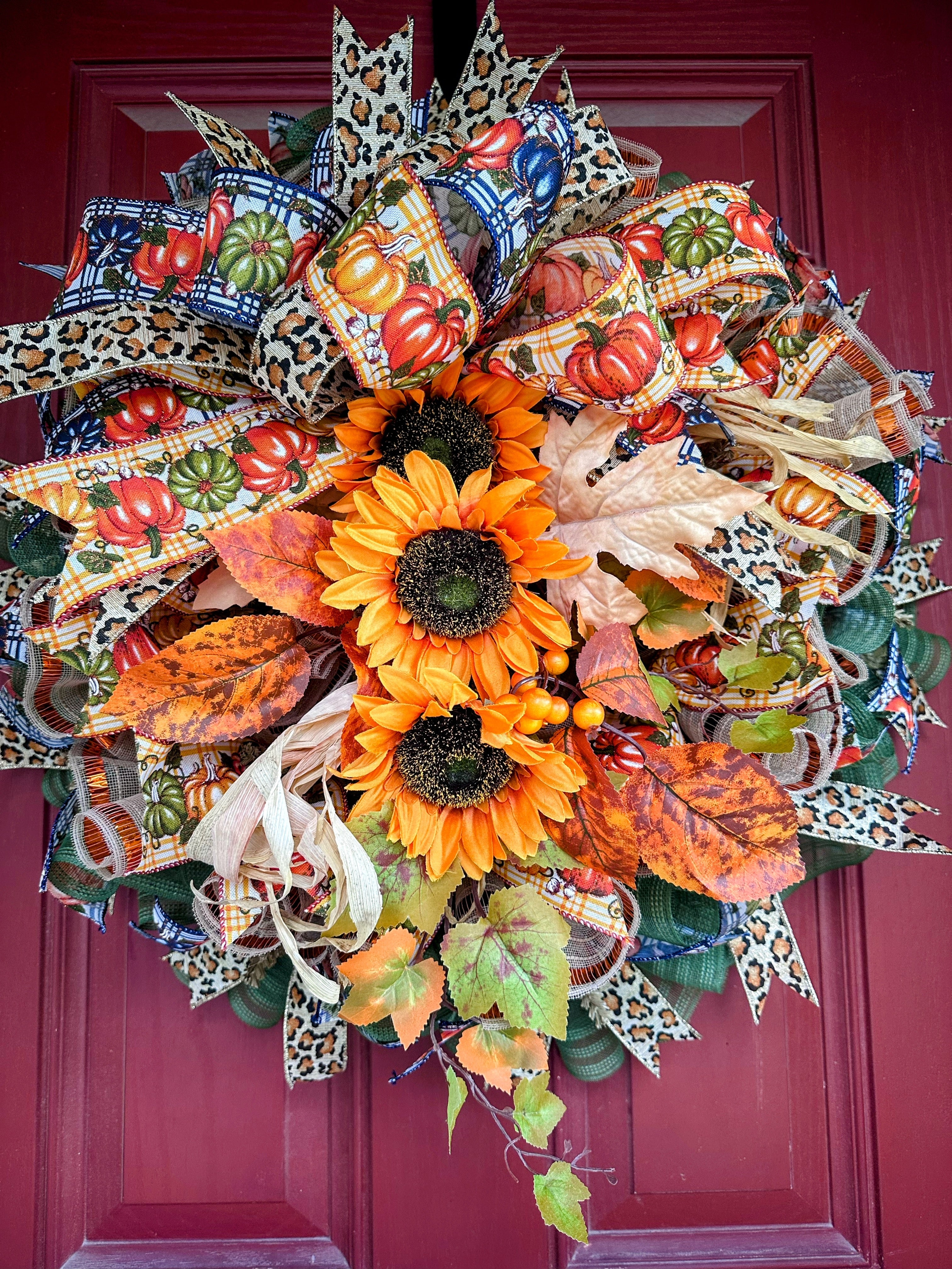 out           ❁ナチュラルを正月飾り❁バンブーラウンド❁ Sunflower Fall Wreath – Labella V Wreath Creations