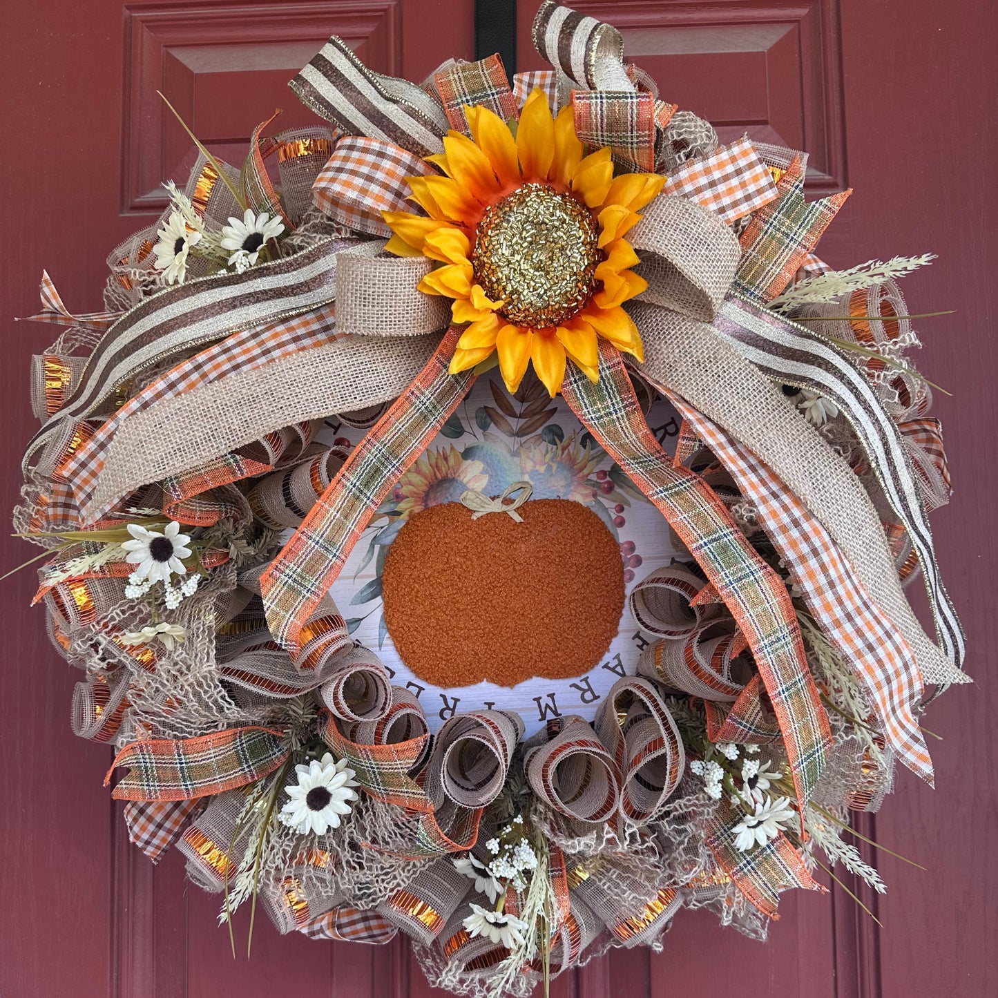 Thanksgiving Sunflower Pumpkin Wreath