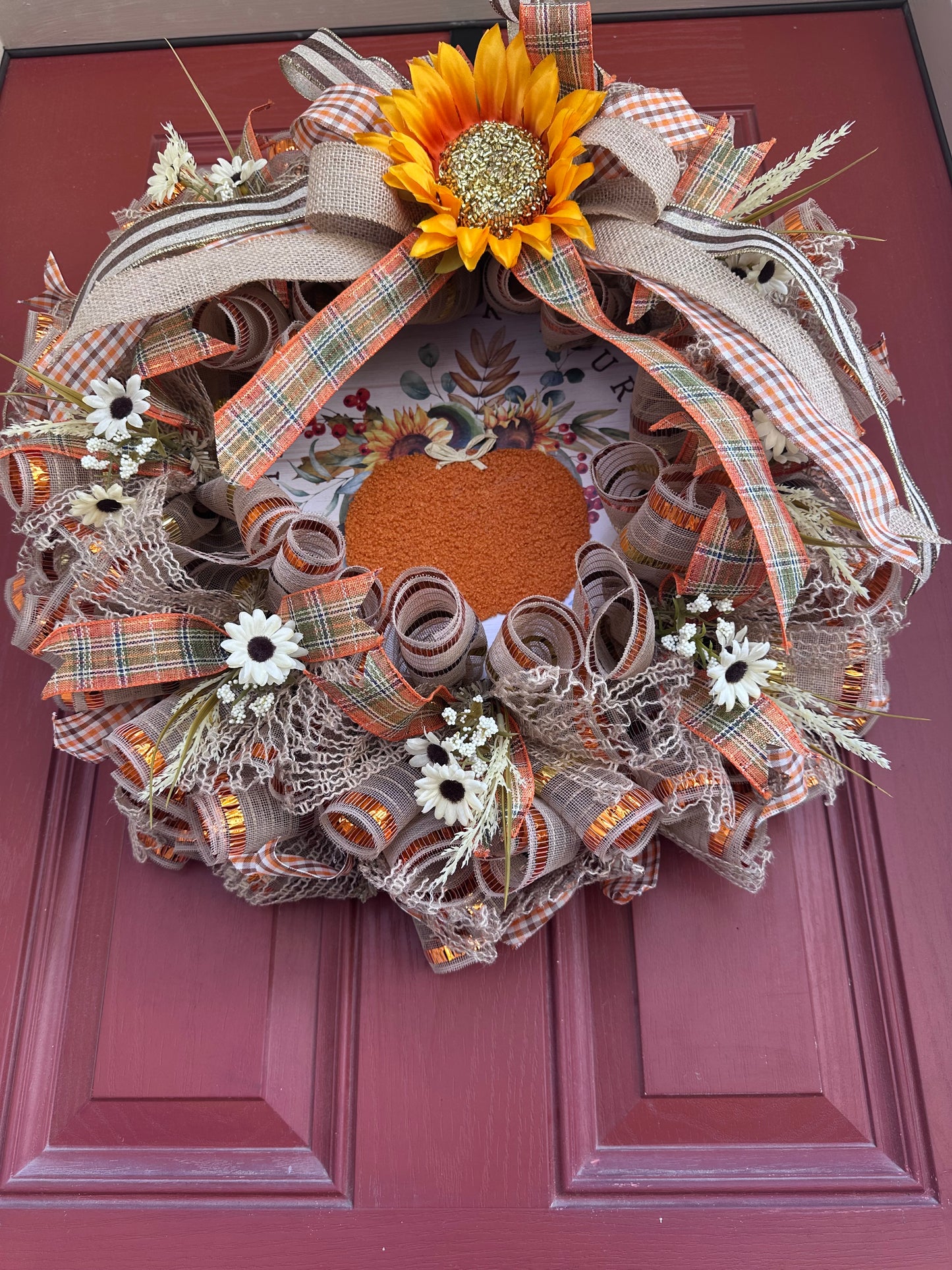 Thanksgiving Sunflower Pumpkin Wreath