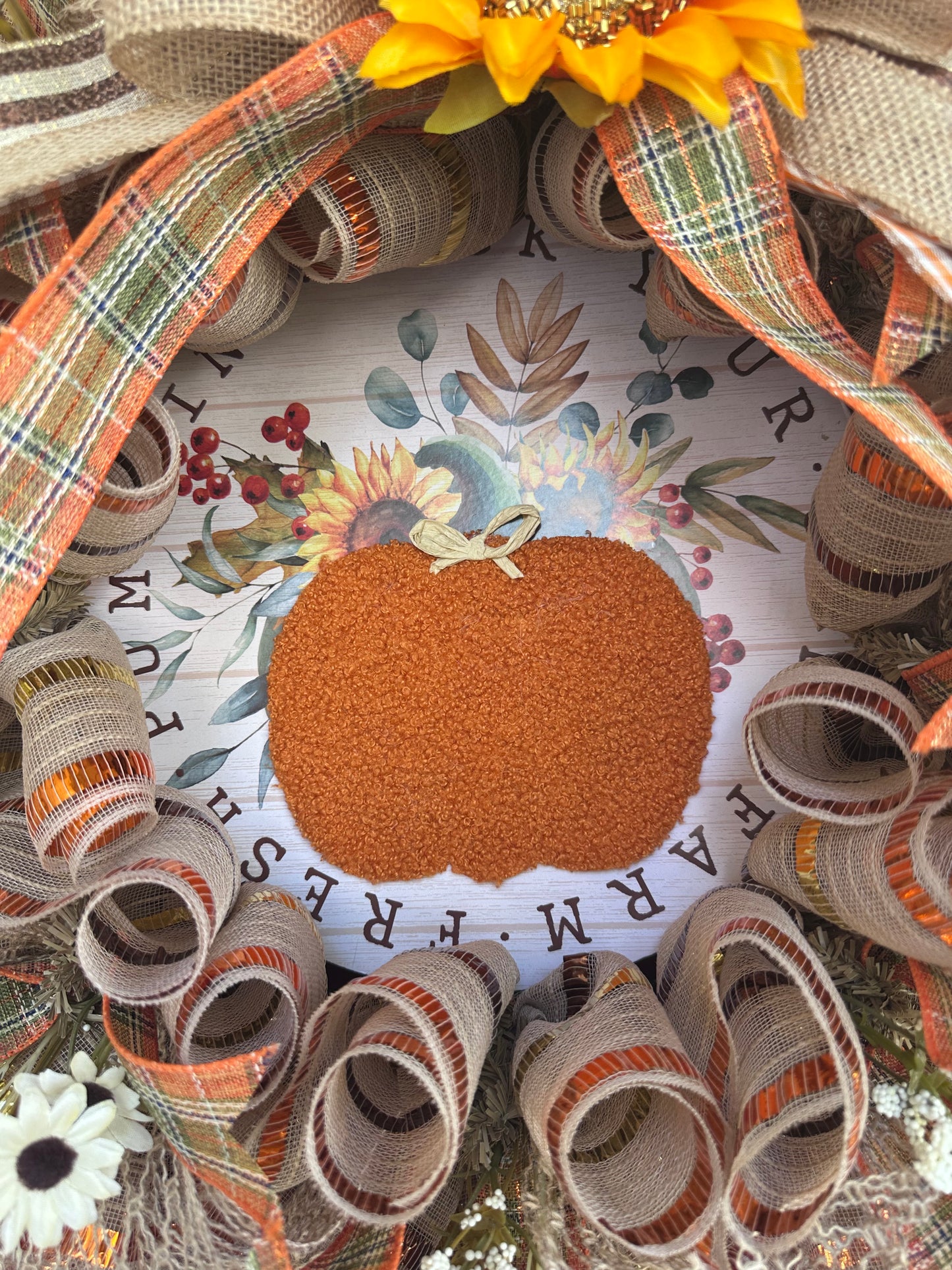 Thanksgiving Sunflower Pumpkin Wreath